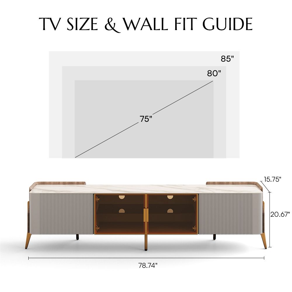 with Storage Gray Sintered Stone TV Stands