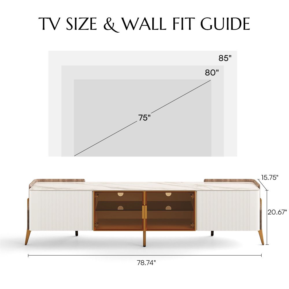 Luxury White Sintered Stone TV Stands