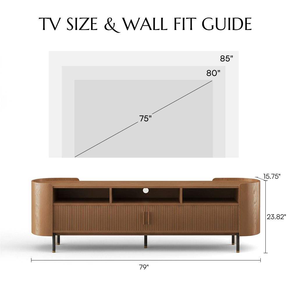 Fully Assemble Walnut Color Engineered Wood TV Stands