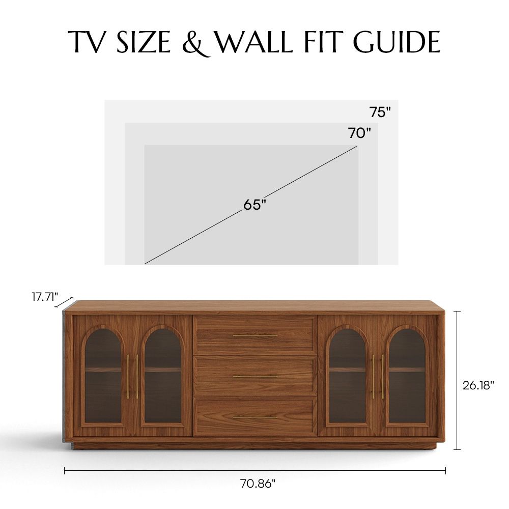 Floor TV Stand Walnut Color Engineered Wood TV Stands