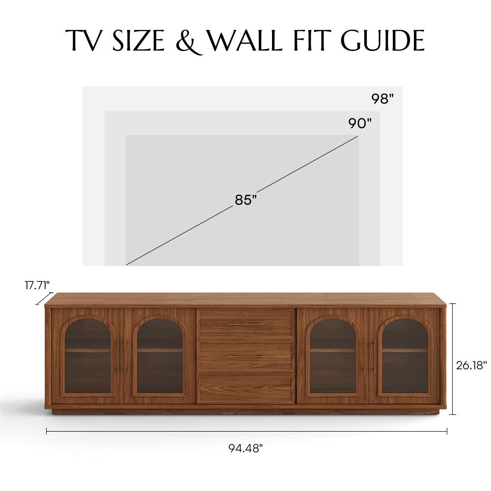 Mid Century Modern Walnut Color Engineered Wood TV Stands