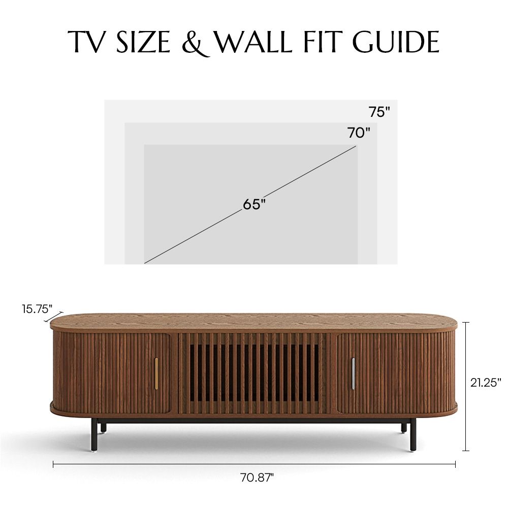 Floor TV Stand Walnut Color Plywood TV Stands