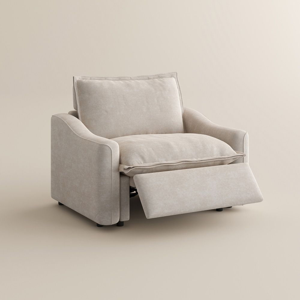 Adjustable Beige Pet-Friendly Fabric Recliners