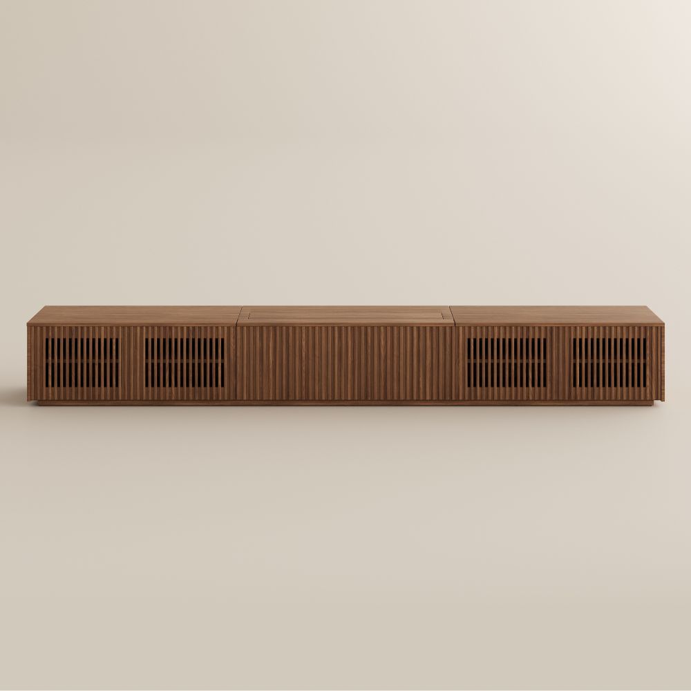 with Storage Walnut Color Wood Electric TV Stands