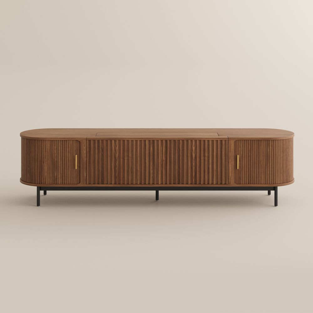 Walnut Color MDF Electric TV Stands