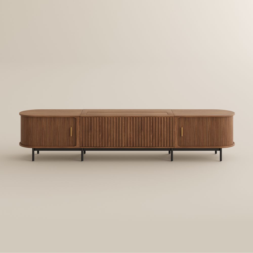 Walnut Color MDF Electric TV Stands