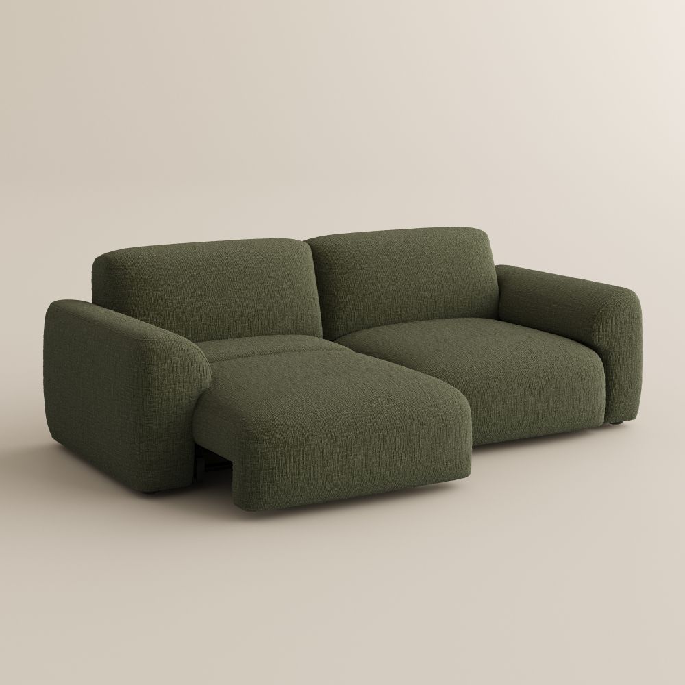 Green Chenille Fabric Power Reclining Sofas