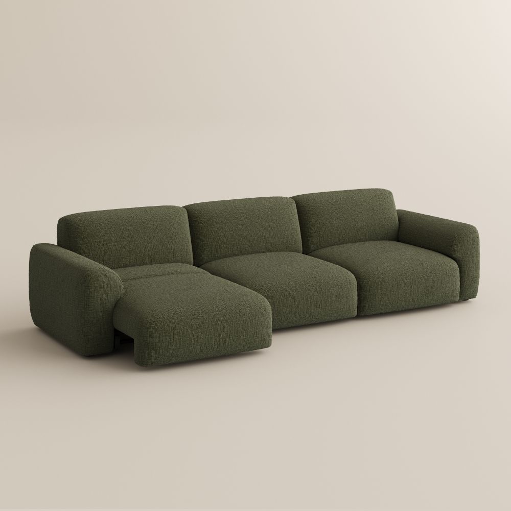 Green Chenille Fabric Power Reclining Sofas