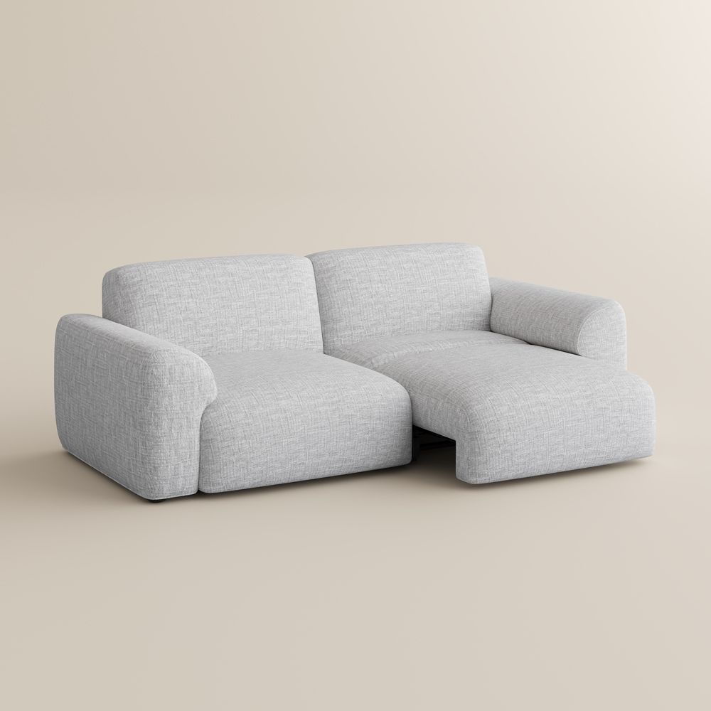 Comfortable Light Gray Chenille Fabric Power Reclining Sofas