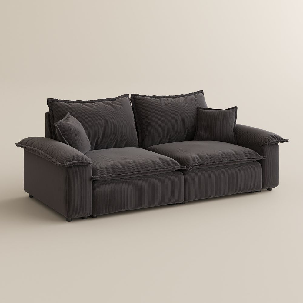 On the Ground Brown Corduroy Modular Sofas