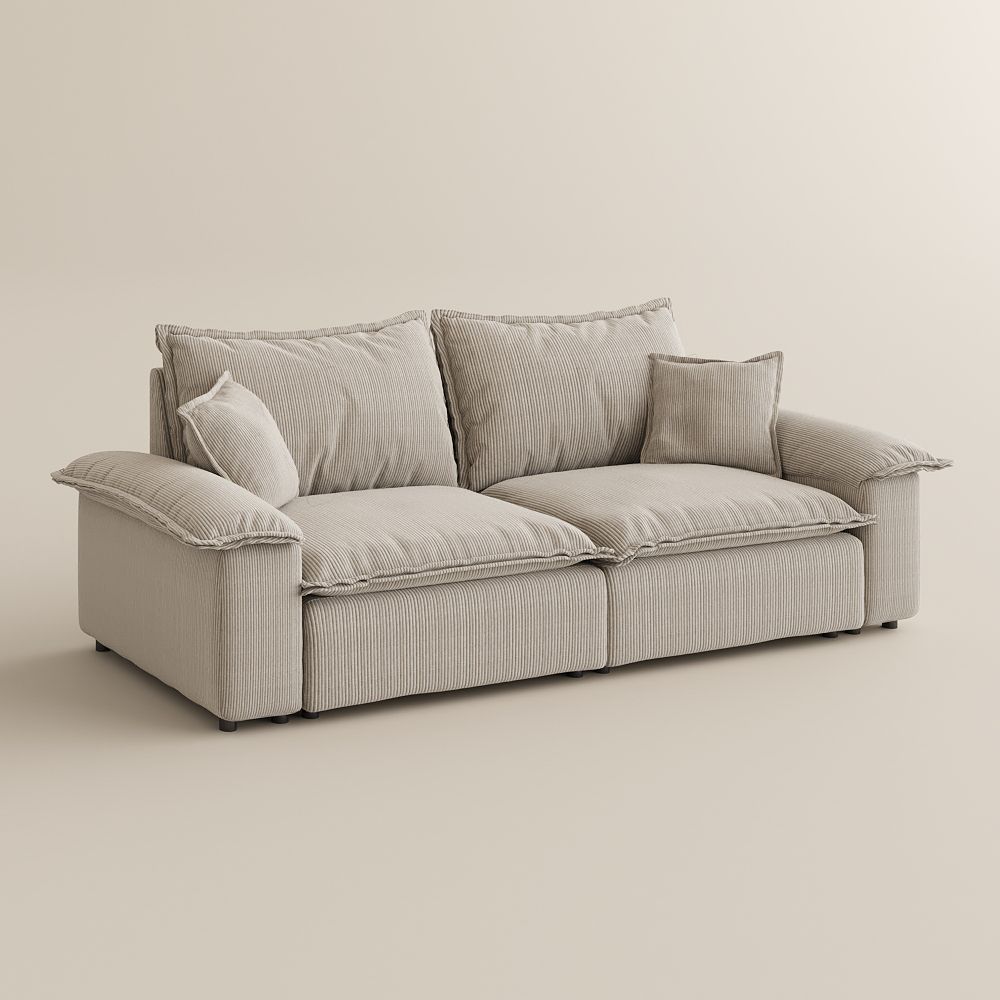 Pure Color Beige Corduroy Modular Sofas