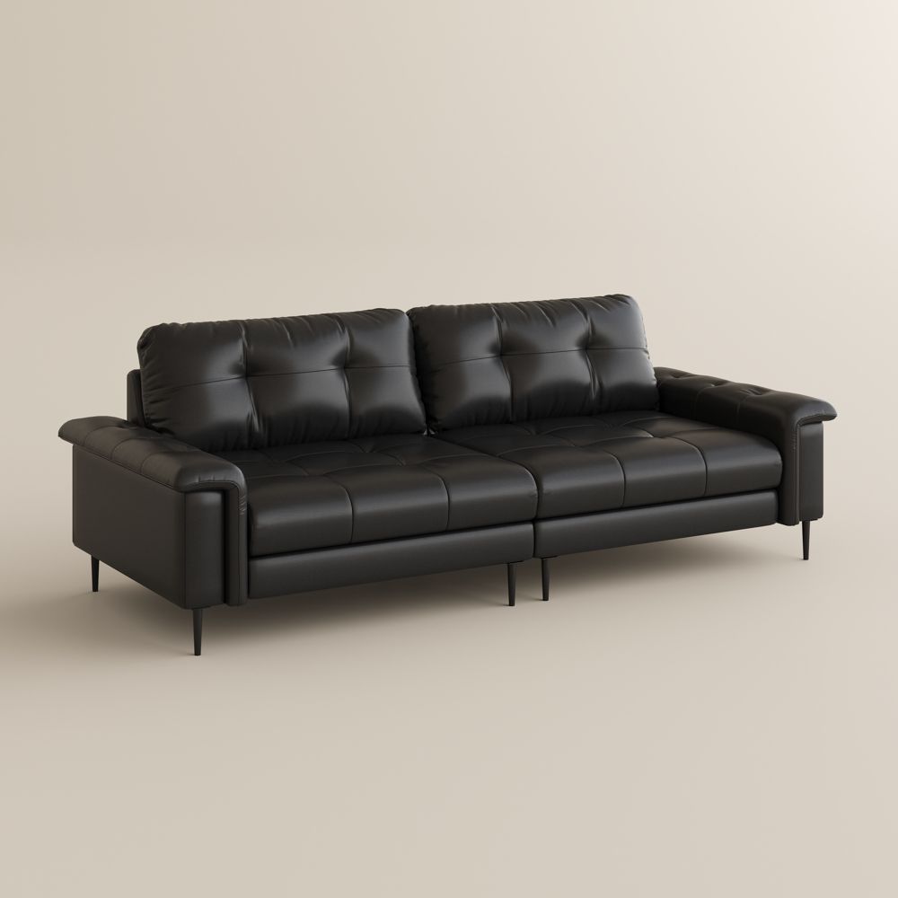 Metal Leg Black Faux Leather Sofas & Loveseats