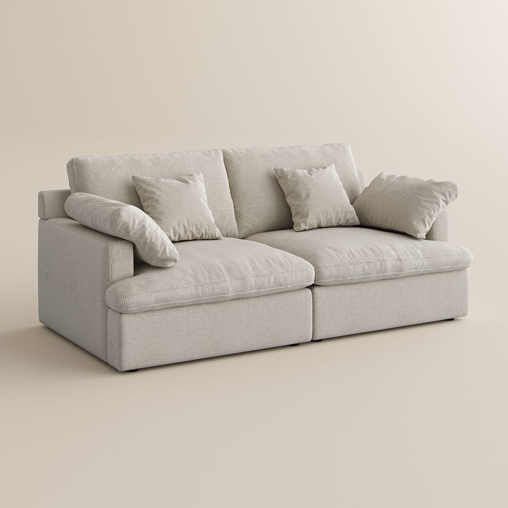 Fabric Beige Chenille Fabric Modular Sofas