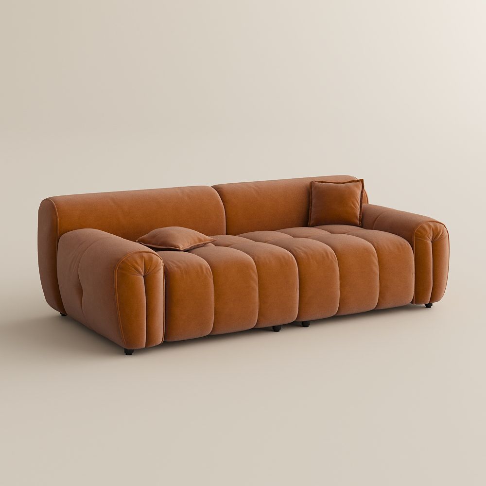 Deep Seat Orange Fabric Modular Sofas