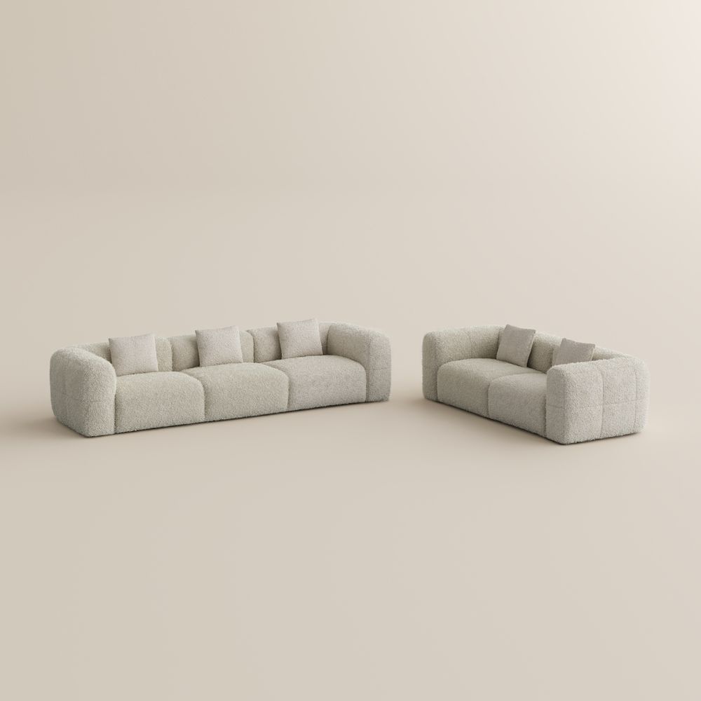 Soft Beige teddy fleece Sofa Set