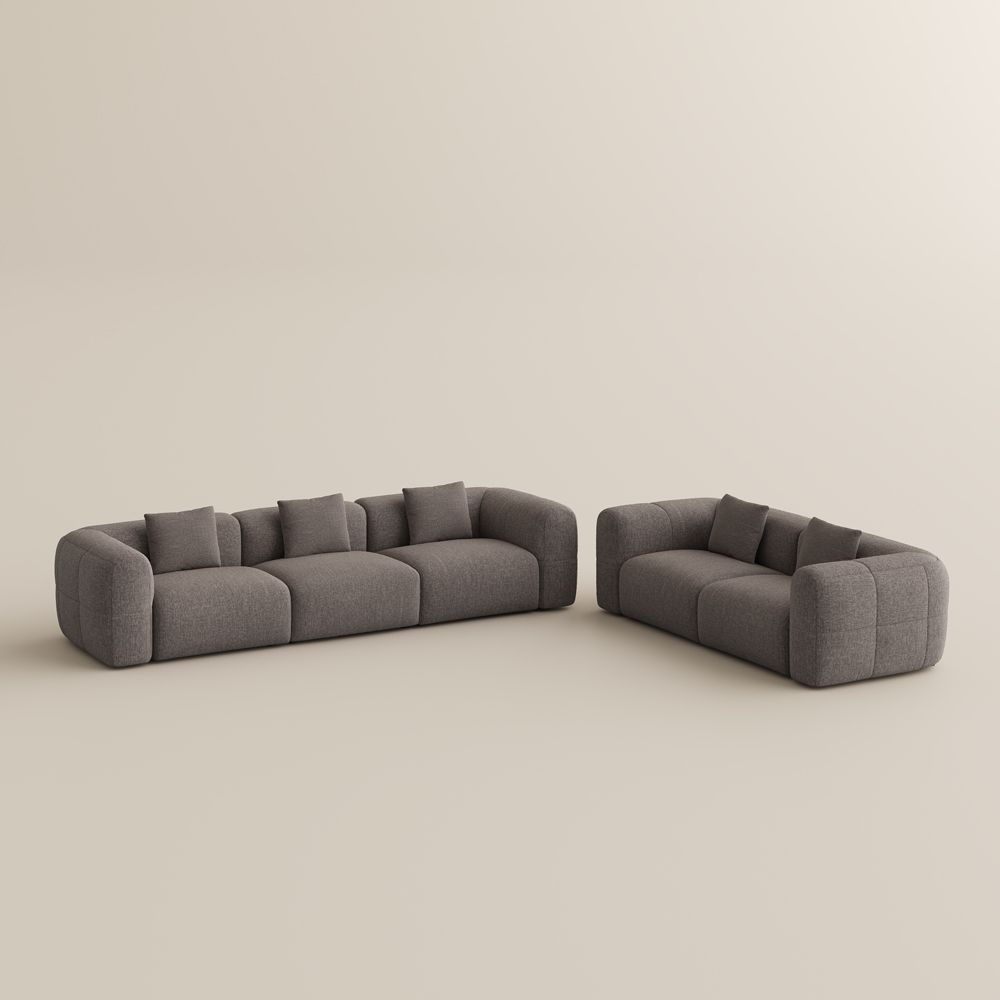 Chenille Brown Chenille Sofa Set