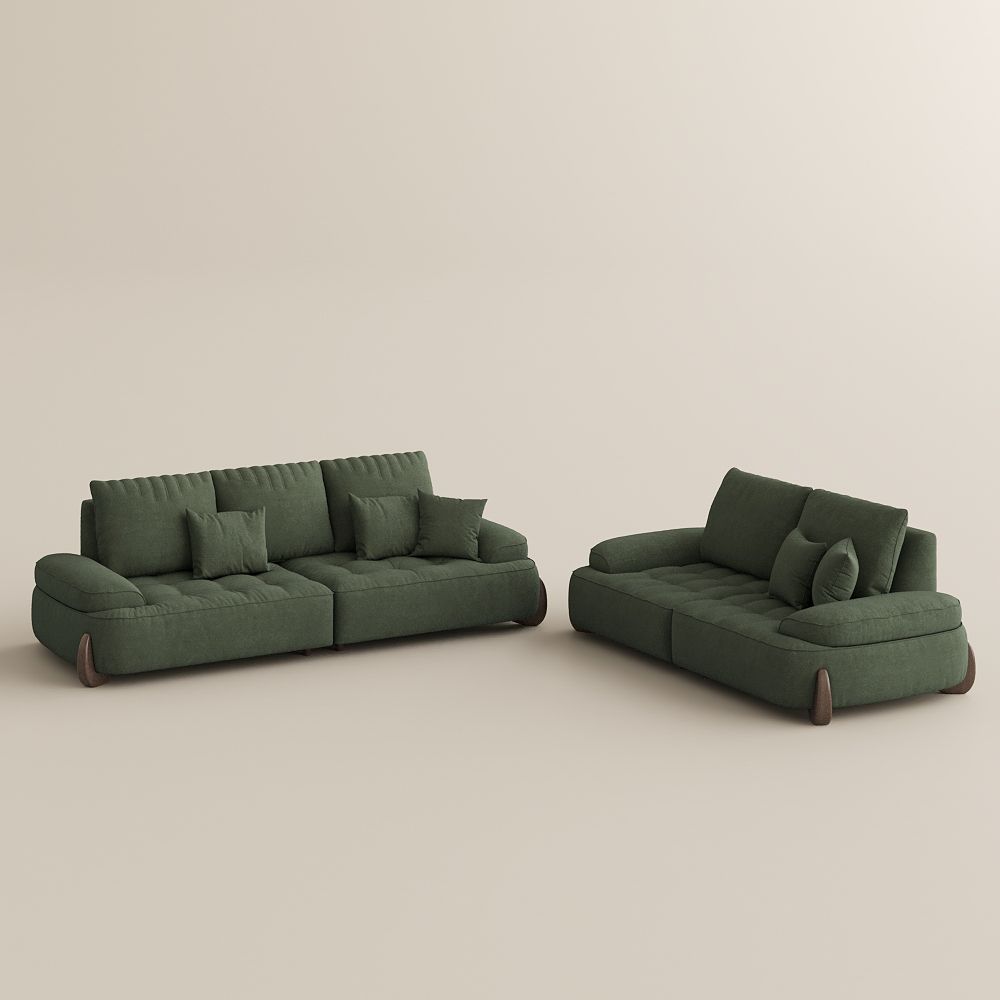 Green Green Fabric Sofa Set