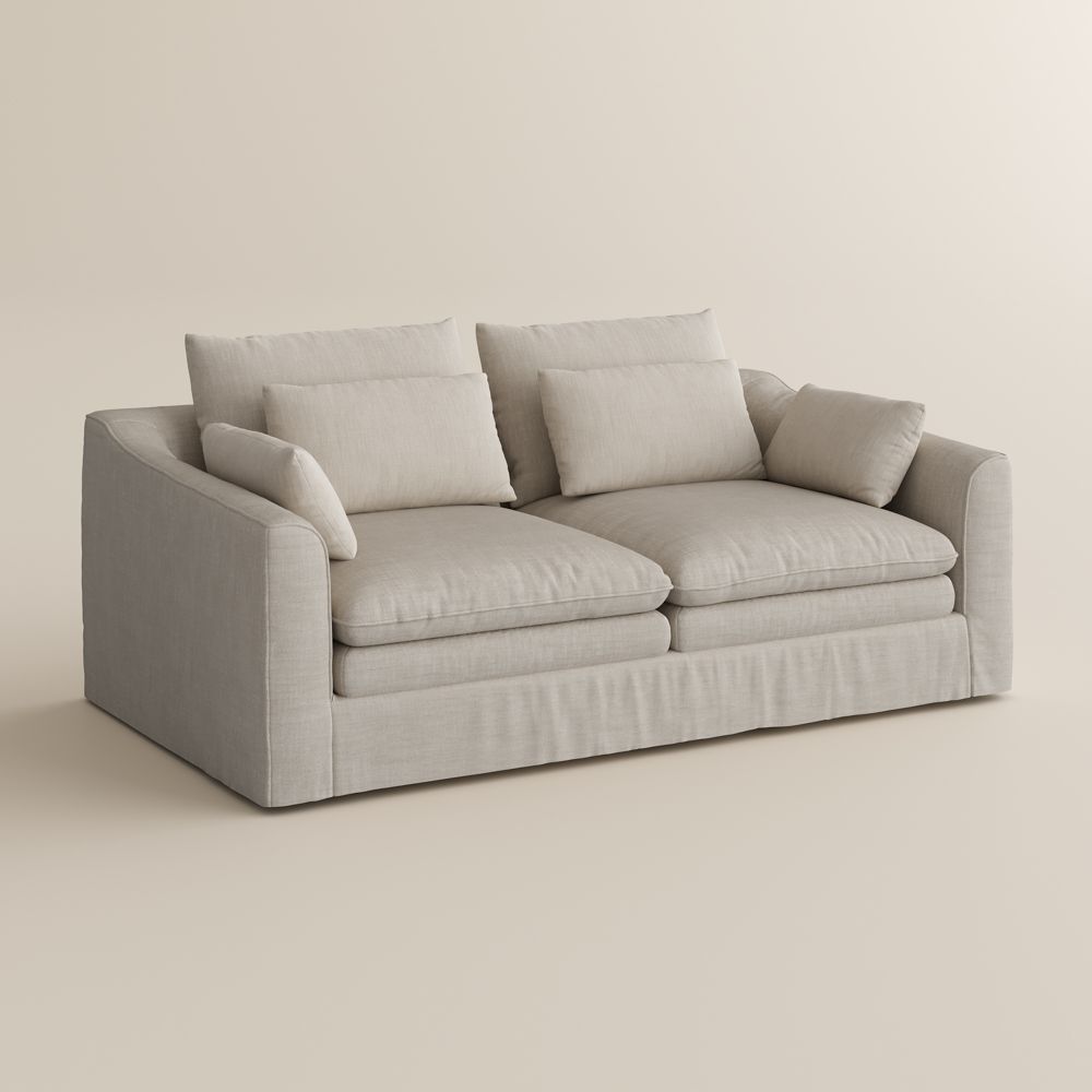 Sofas & Loveseats Beige Cotton Linen 4 Seater Sofas