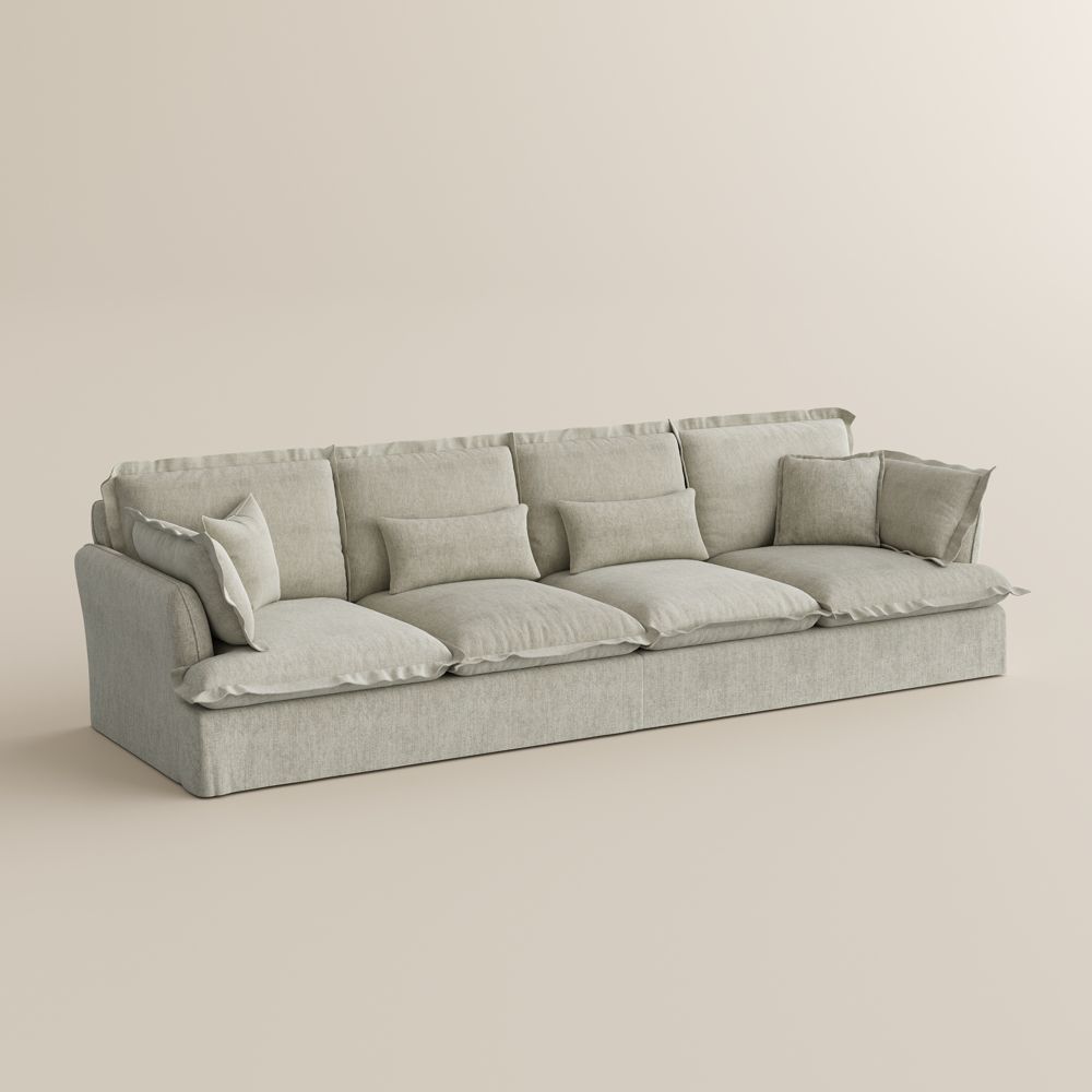 Deep Seat Gray Cotton and Linen Sofas & Loveseats