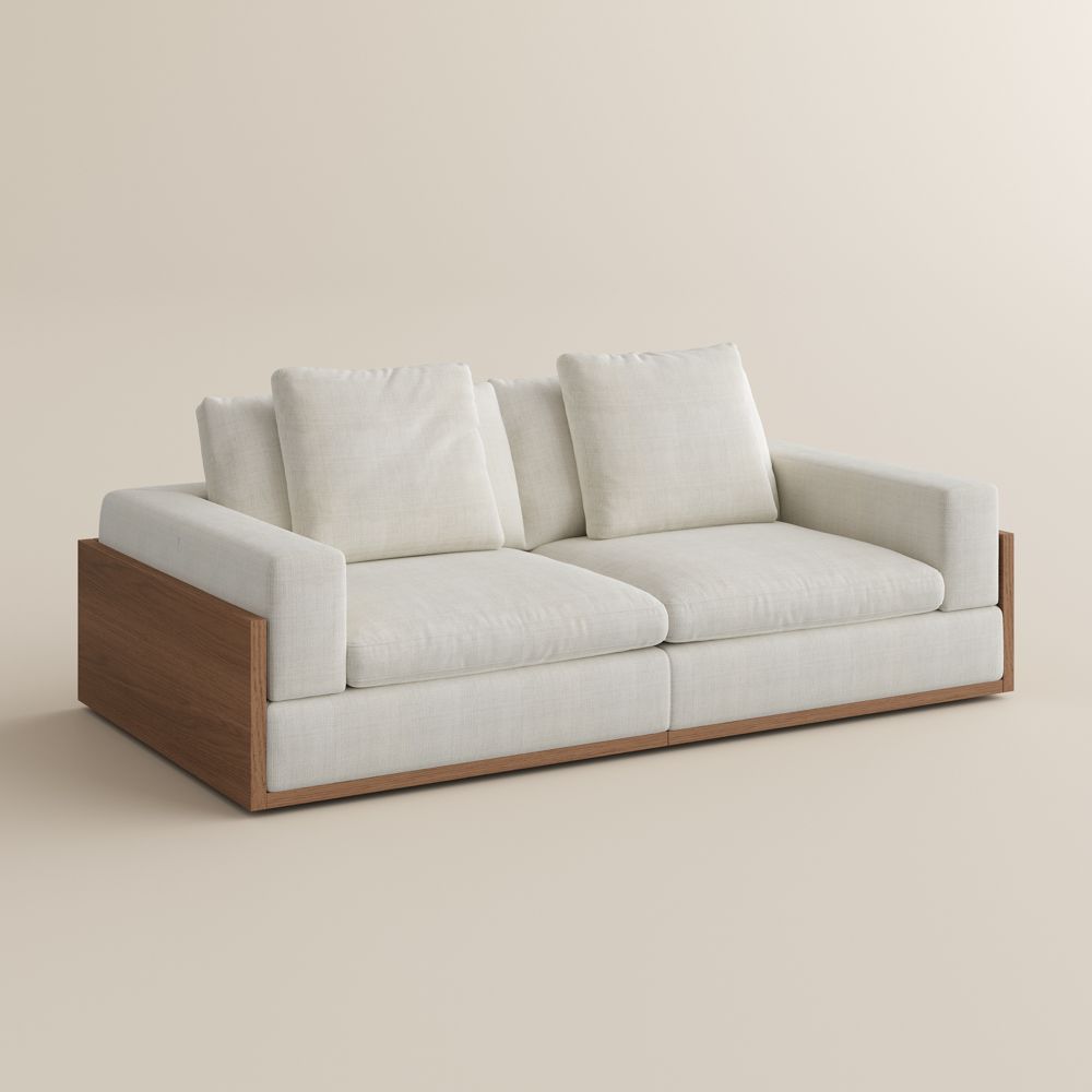 2-3 Seater Beige Cotton and Linen Living Room Furniture