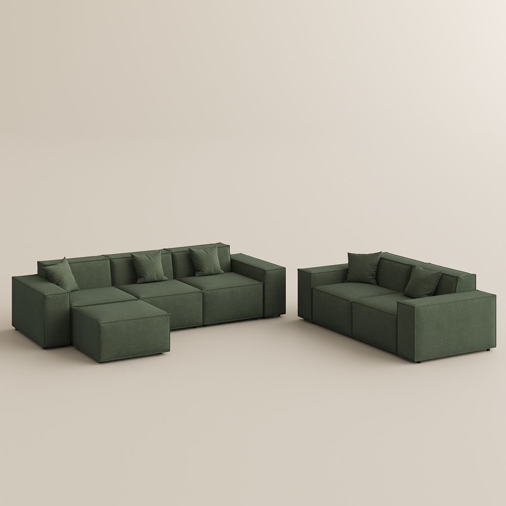 Modern Green Fabric Sofa Set