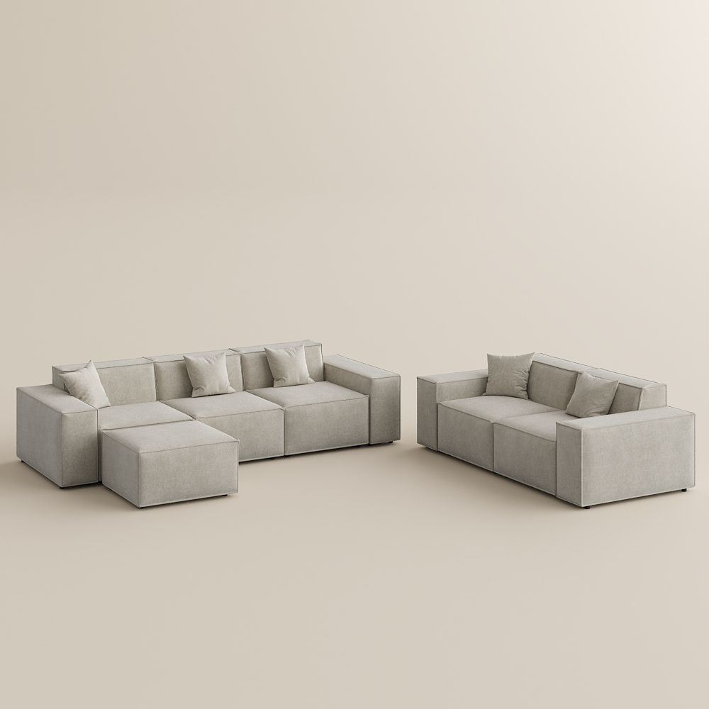 Fabric Beige Fabric Sofa Set