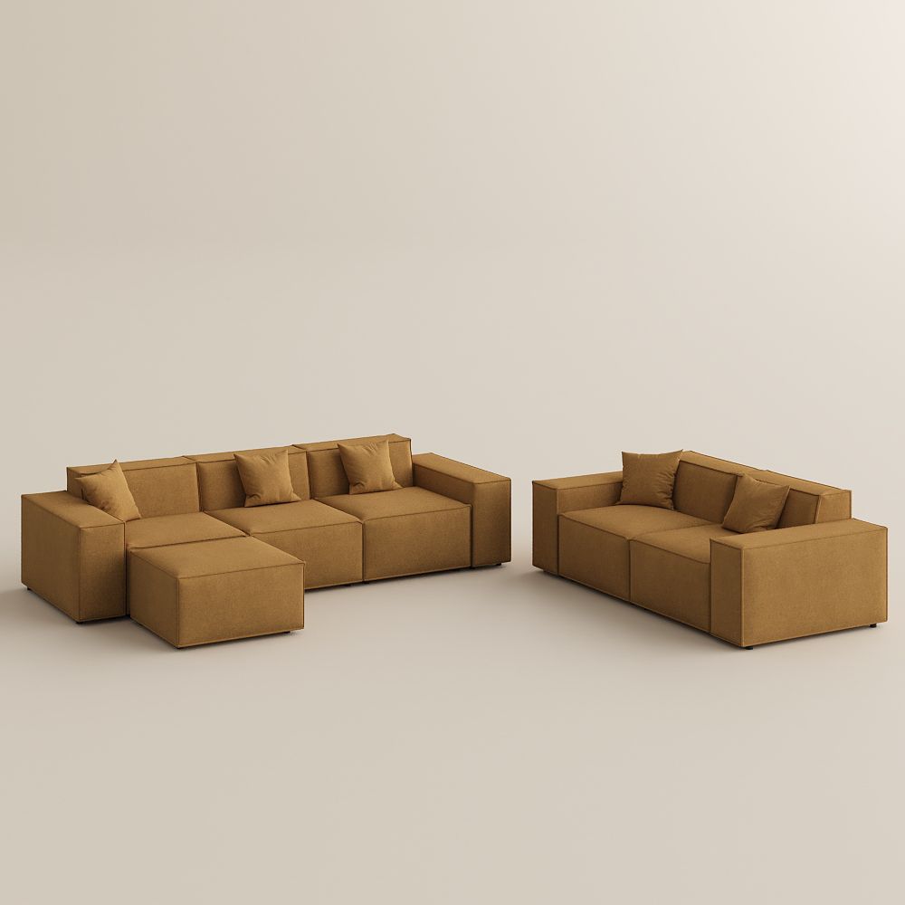 Pure Color Yellow Sofa Set