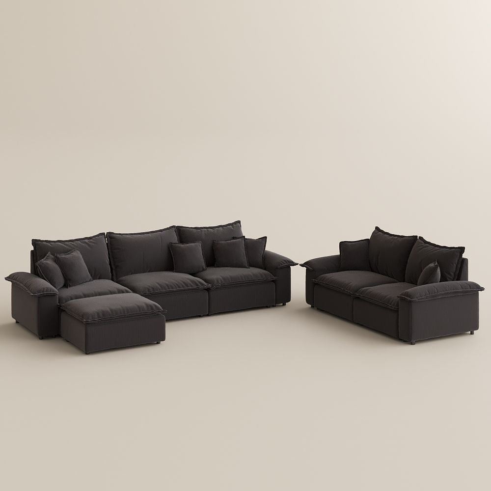 Brown Corduroy Sofa Set