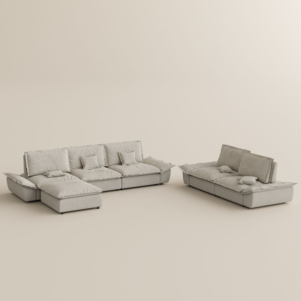 for 4 Beige Suede Fabric Sofa Set