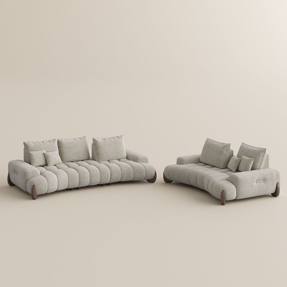 Adjustable Beige Fabric Sofa Set