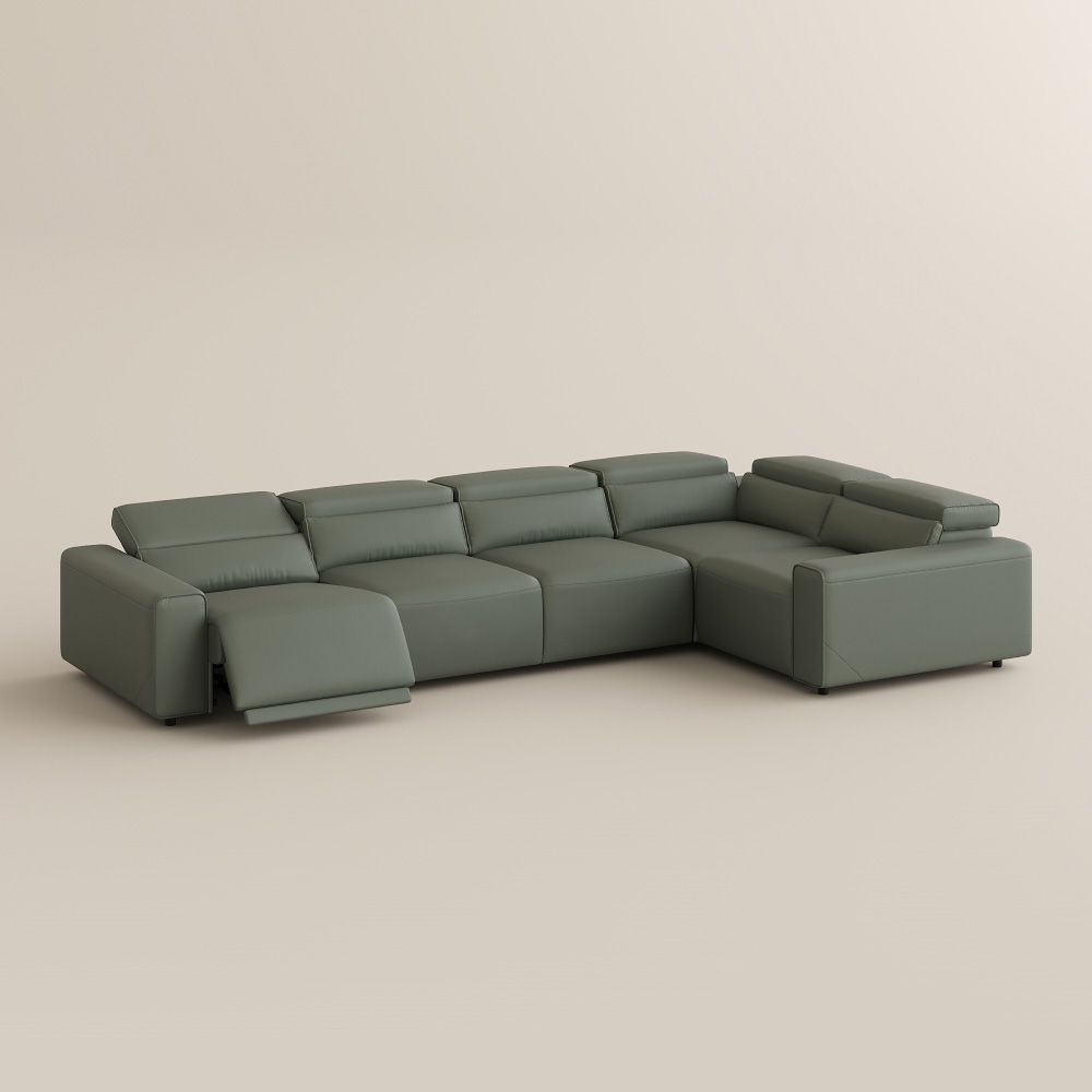 Benjamin Dark Green Eco-friendly Microfiber Leather Modular Sofas