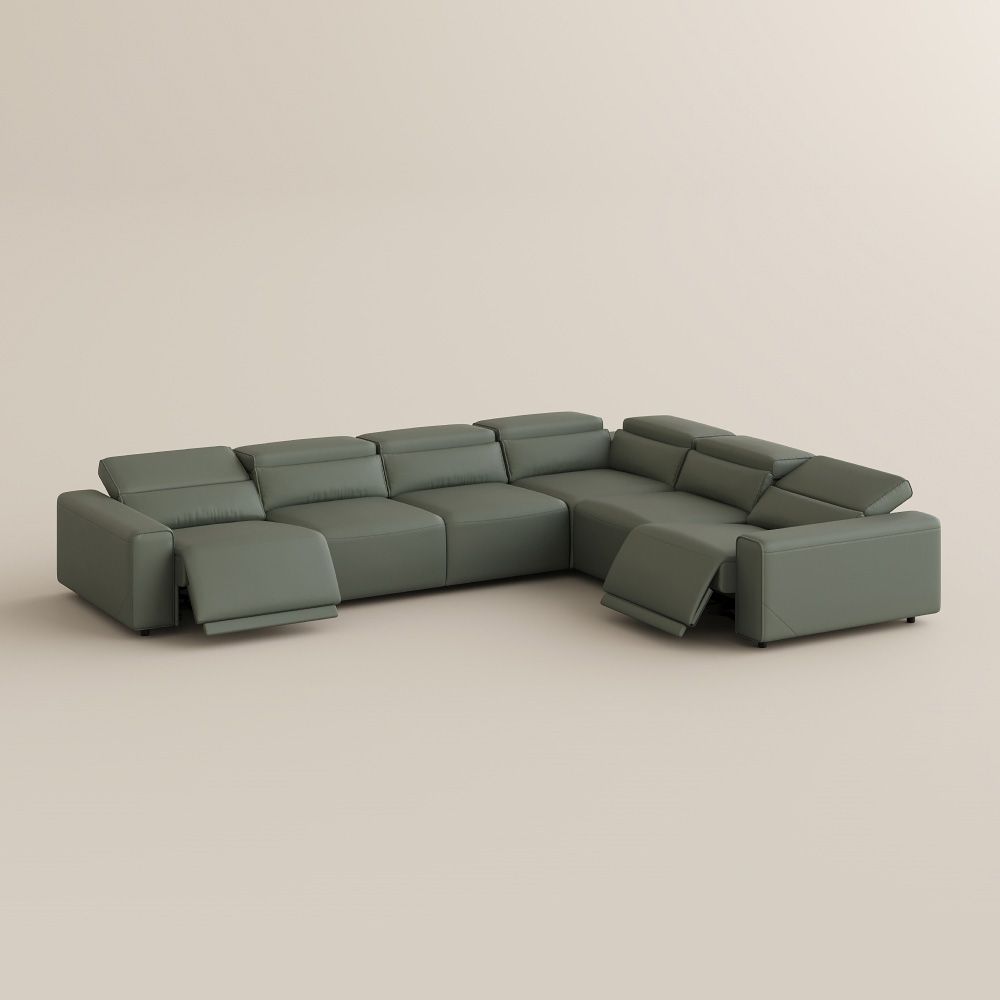 L-shaped Dark Green Eco-friendly Microfiber Leather Modular Sofas