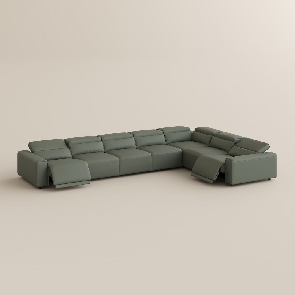 Recliner Dark Green Eco-friendly Microfiber Leather Modular Sofas