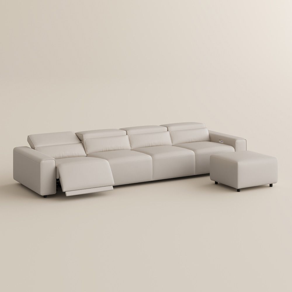 Modern Minimalist Beige Eco-friendly Microfiber Leather Smart Furniture