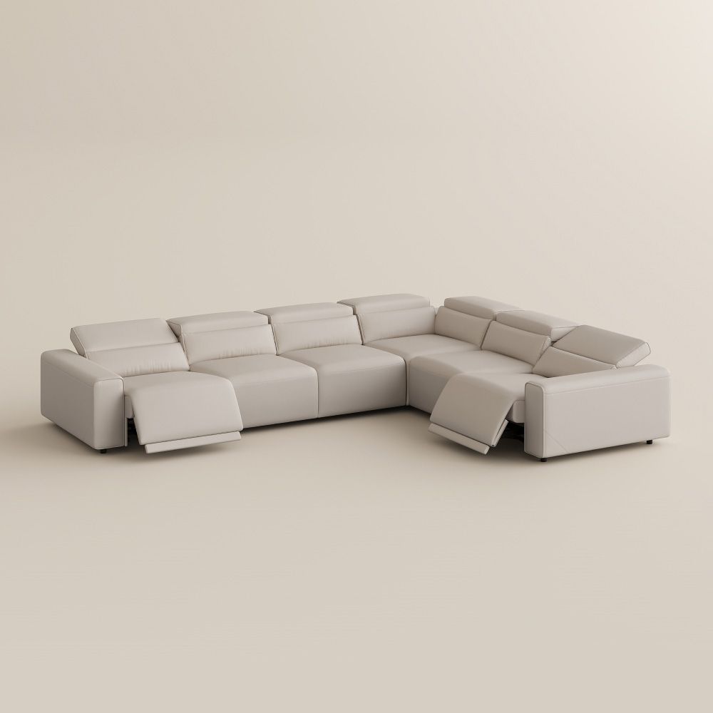Comfortable Beige Eco-friendly Microfiber Leather Modular Sofas