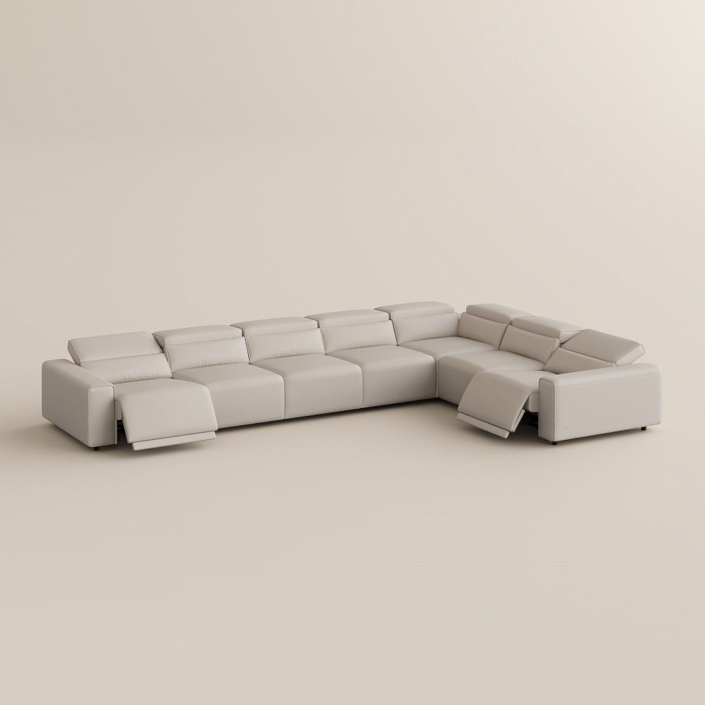 Large Beige Eco-friendly Microfiber Leather Modular Sofas