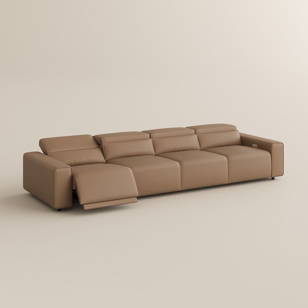 Electric Khaki Eco-friendly Microfiber Leather Modular Sofas