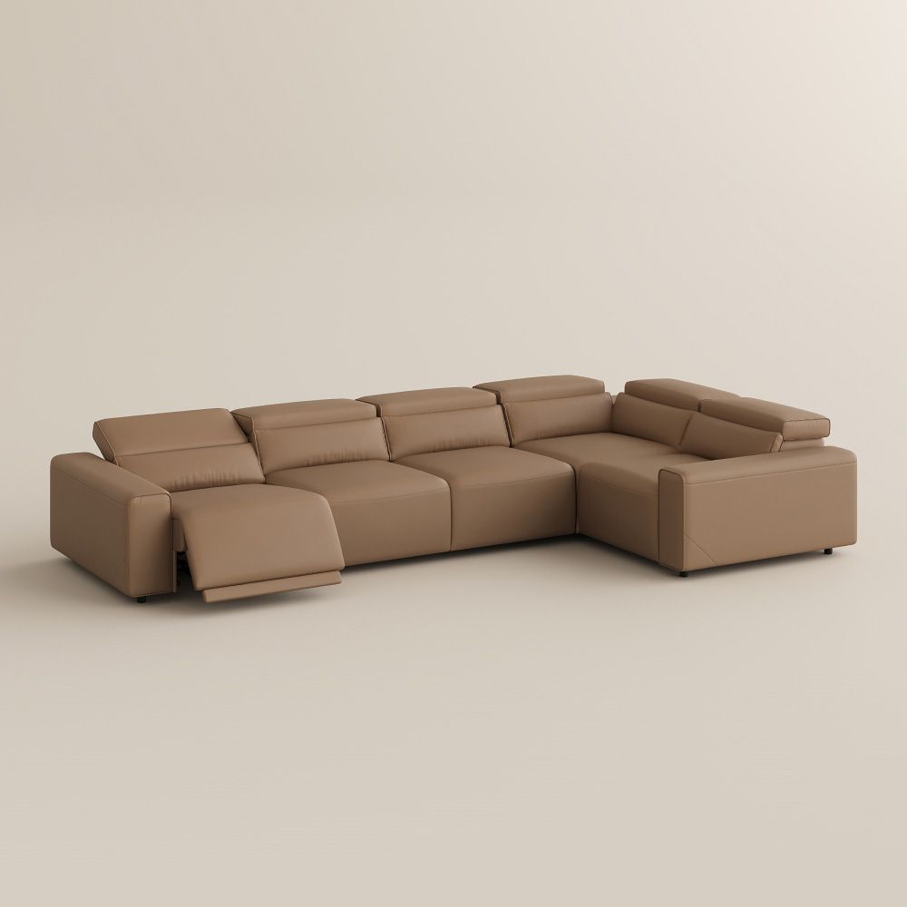 Modular Khaki Eco-friendly Microfiber Leather Modular Sofas