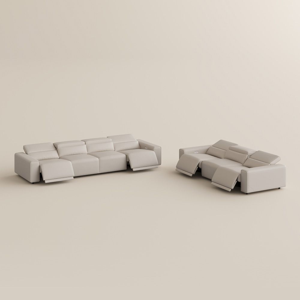 Recliner Beige Eco-friendly Microfiber Leather Smart Furniture