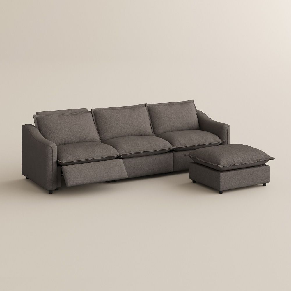 Recliner Dark Gray Linen Modular Sofas