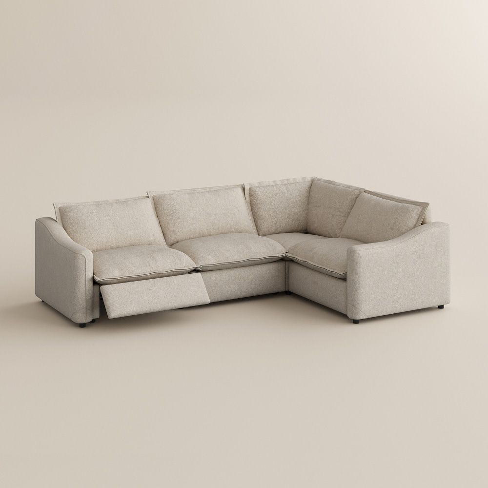 Extendable Beige Linen Modular Sofas