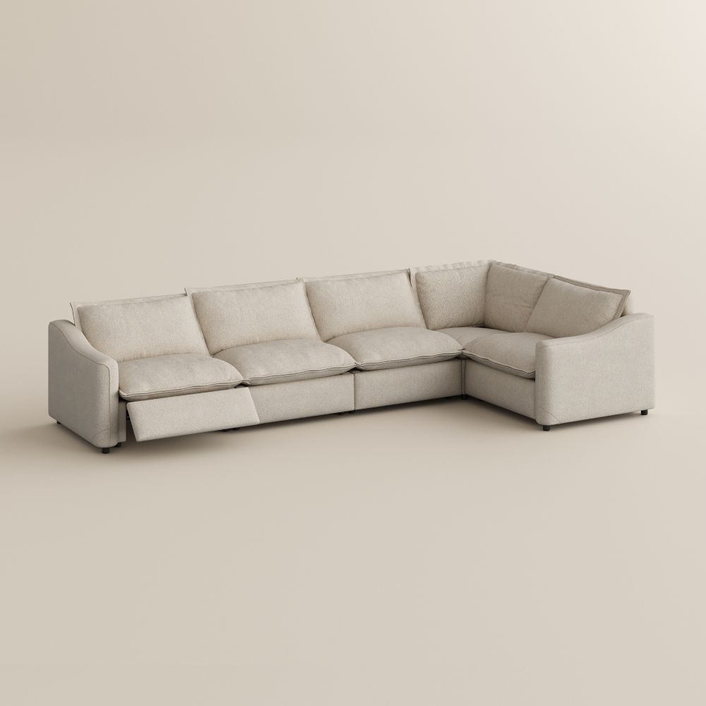 4-5 Seater Beige Linen Modular Sofas