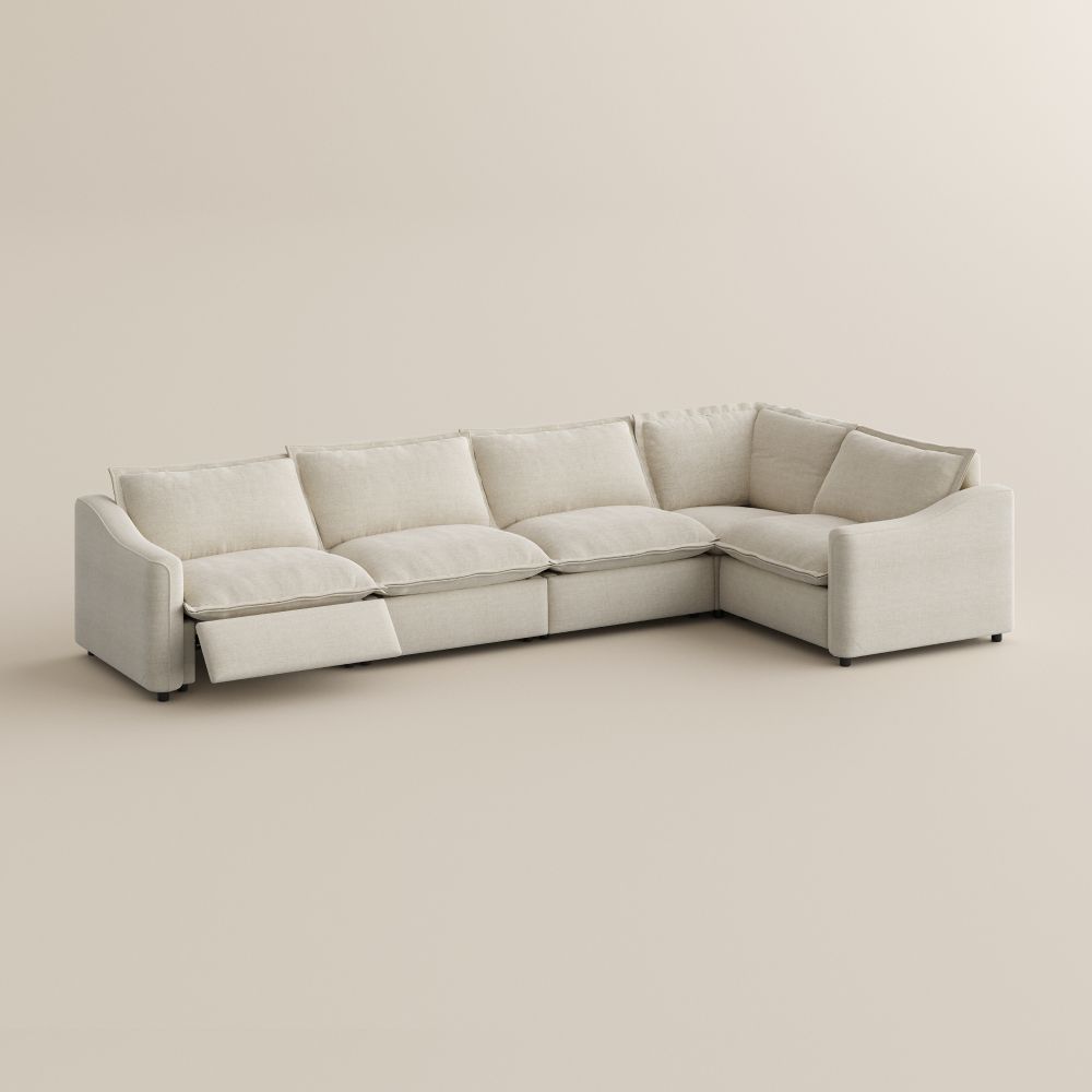 Beige Velvet Modular Sofas