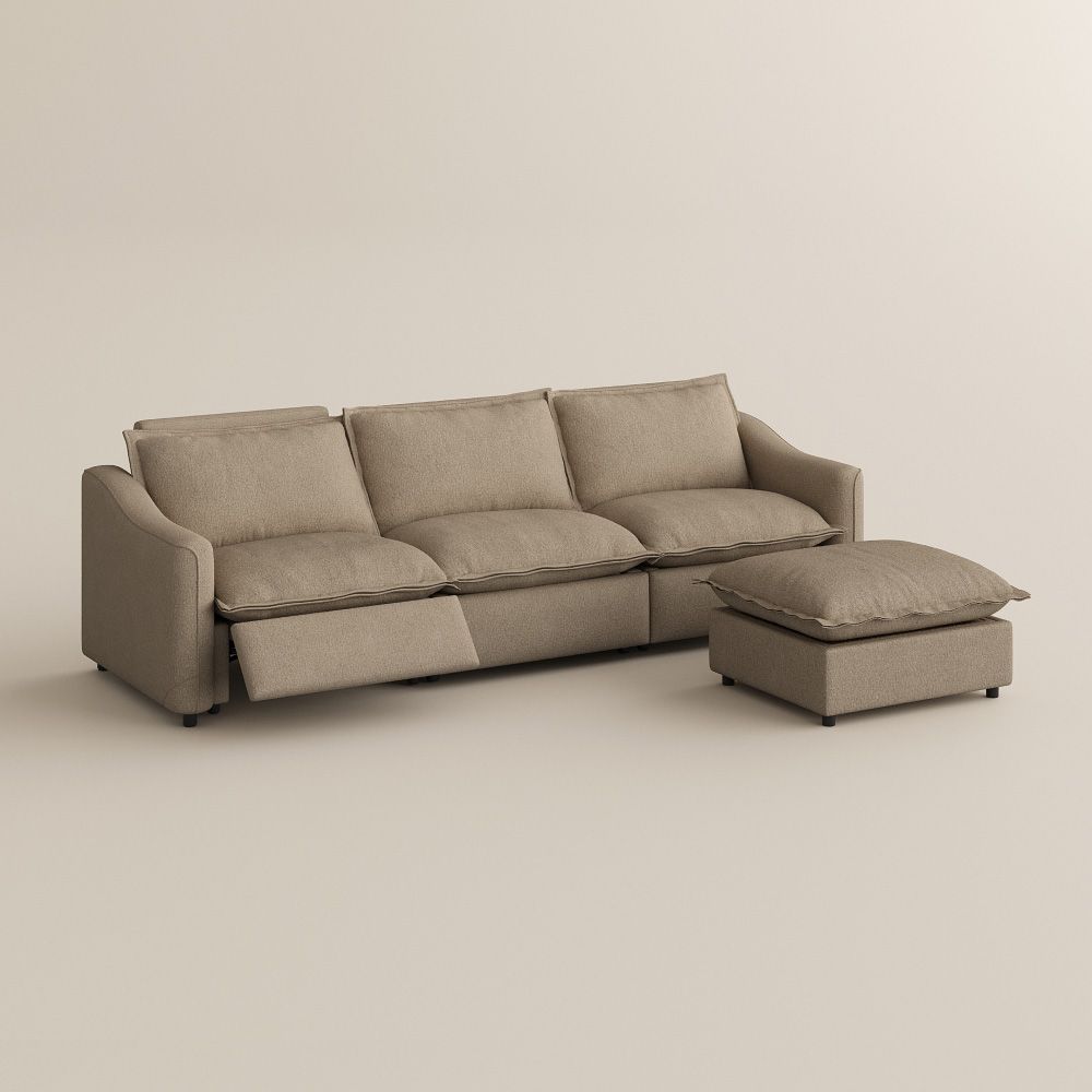 Modern Luxury Khaki Linen Modular Sofas