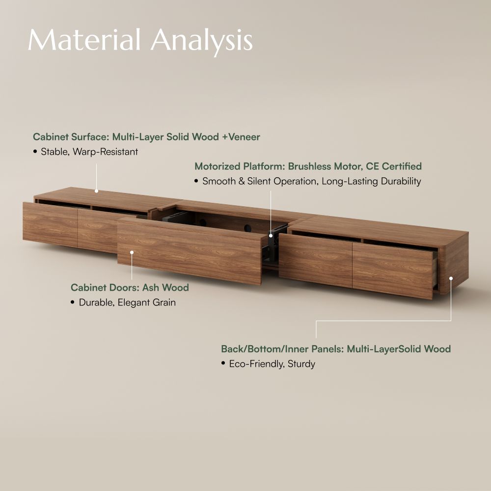 Long Walnut Color MDF Electric TV Stands