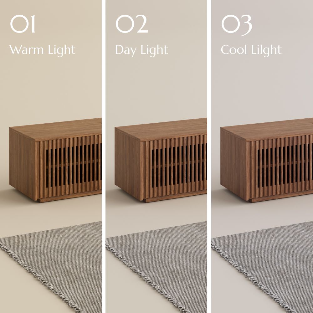 with LED Lights Walnut Color Wood Electric TV Stands