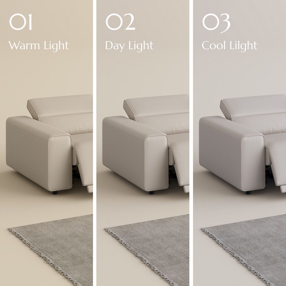 3 Seaters Beige Eco-friendly Microfiber Leather Modular Sofas