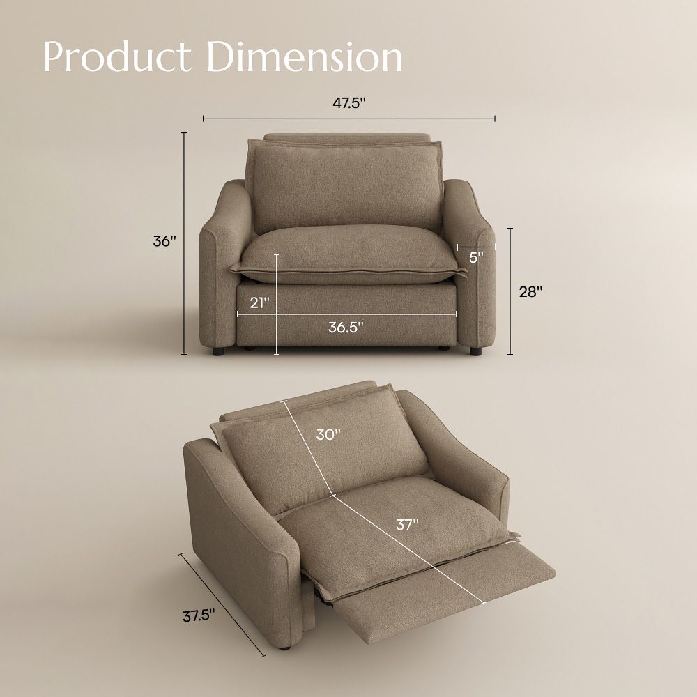 Single Seat Khaki Linen Smart Furniture