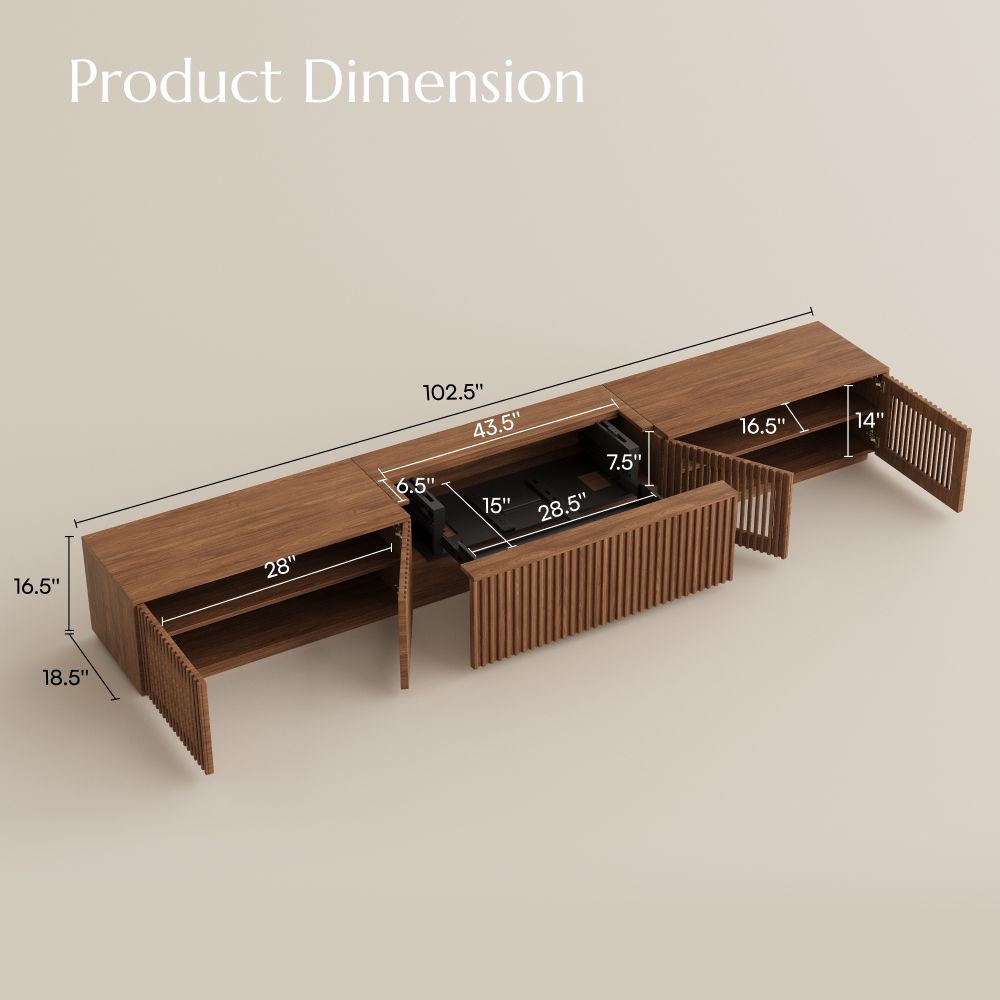 On the Ground Walnut Color Wood Electric TV Stands