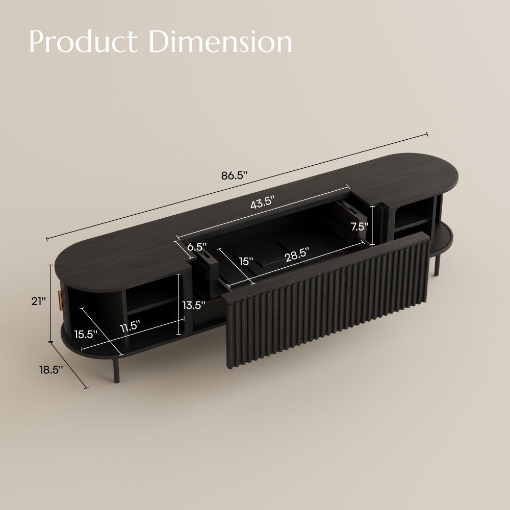 with Storage Black MDF Electric TV Stands